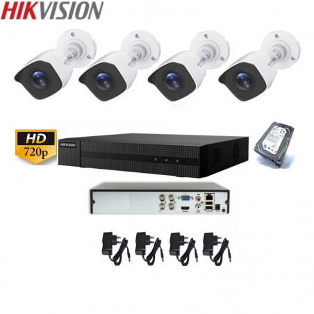 Kit videosorveglianza hikvision 4 telecamere hd con hard disk 500gb