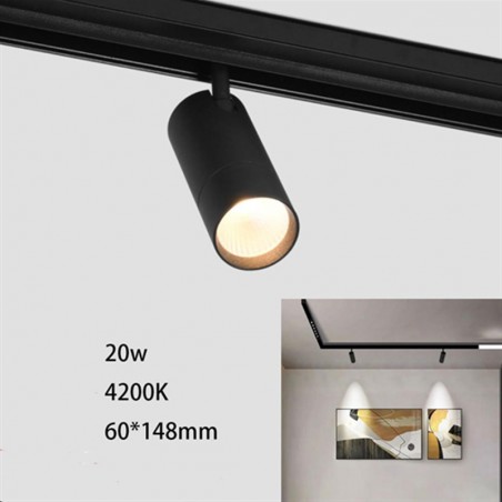 Faretto LED 20w 48v DC magnetico per binario ad incasso direzionabile nero