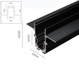 Binario magnetico 1 metro 48v ad incasso a scomparsa nero
