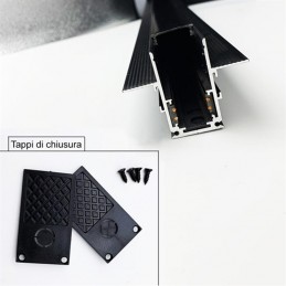 Binario magnetico 1 metro 48v ad incasso a scomparsa nero