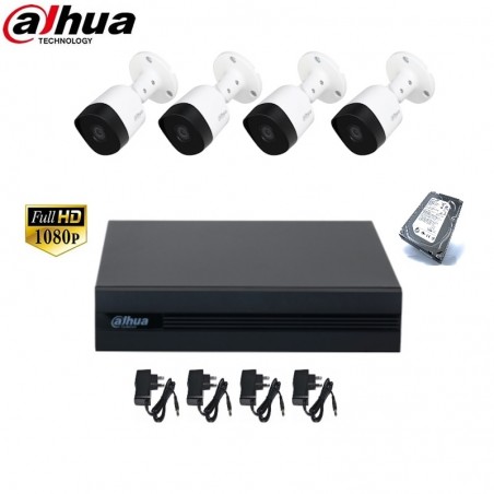 Kit videosorveglianza dahua 4 telecamere con hard disk 500gb full hd