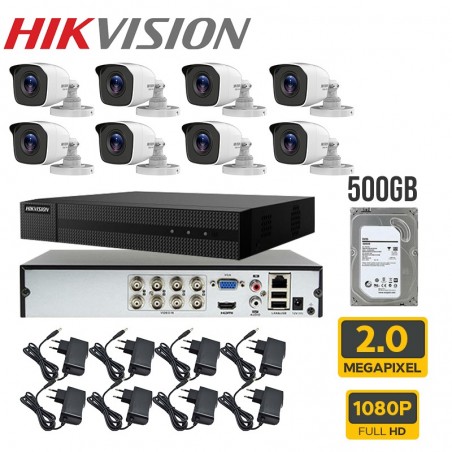 Kit videosorveglianza hikvision 8 telecamere Full hd con hard disk 500gb