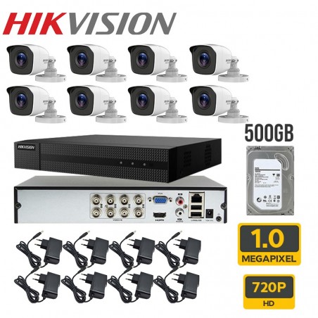 Kit videosorveglianza hikvision 8 telecamere  hd con hard disk 500gb