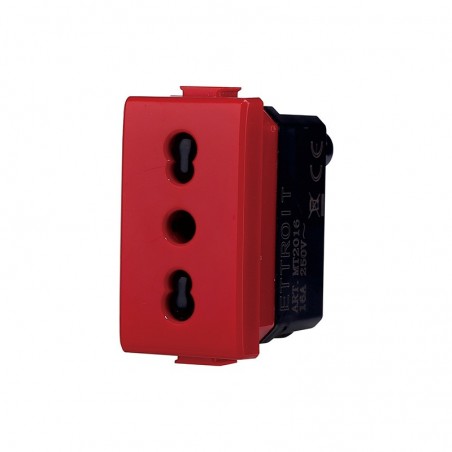 PRESA BIPASSO 2+T 16A ROSSA  MATIX ETTROIT MT2016