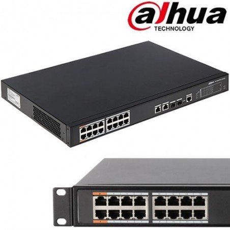 Dahua PFS4218-16ET-190 switch di rete industriale 16 Porte PoE + 1 Porta SFP + 1 Porta 1000Mbps
