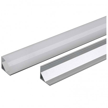 V-TAC Profilo Angolare per Strip LED fino a 10.5mm, Alluminio Silver con Copertura Opaca 2000x15.8x15.8mm sku 10322