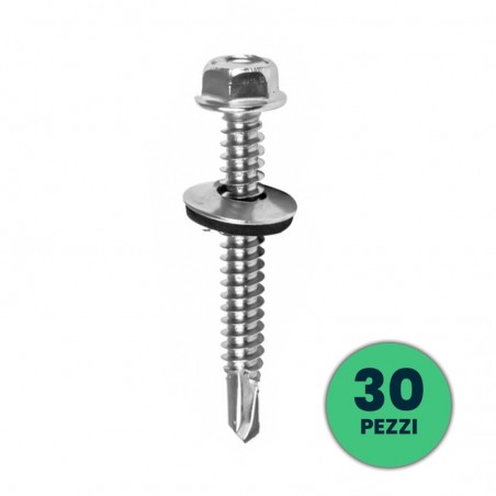 V-TAC Viti M6 Lunghezza 50mm con Guarnizione per Fissaggio Pannelli Solari Fotovoltaici (Confezione 30 Pezzi) sku 11393