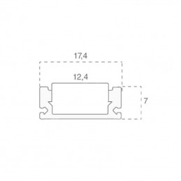 V-TAC Profilo Lineare per Strip LED fino a 12.4mm Alluminio Silver Copertura Opaca 2000x17.4x7mm sku 3355