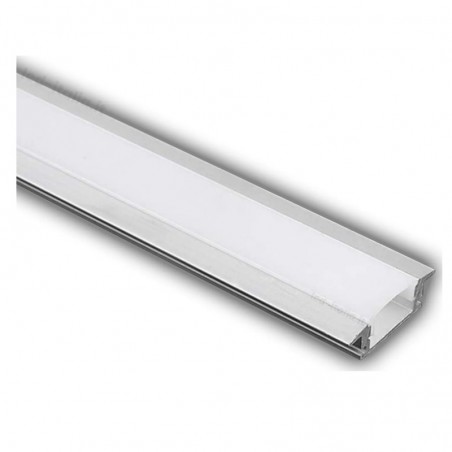 V-TAC Profilo Lineare da Incasso per Strip LED fino a 12.4mm, Alluminio Silver con Copertura Opaca 2000x24.7x7mm sku 3350
