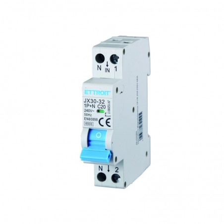 Interruttore Magnetotermico 1P+N 20AH 220v 1 Modulo 6KA JX152060