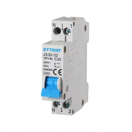 Interruttore Magnetotermico 1P+N 32AH 220v 1 Modulo 4.5Ka JX153240