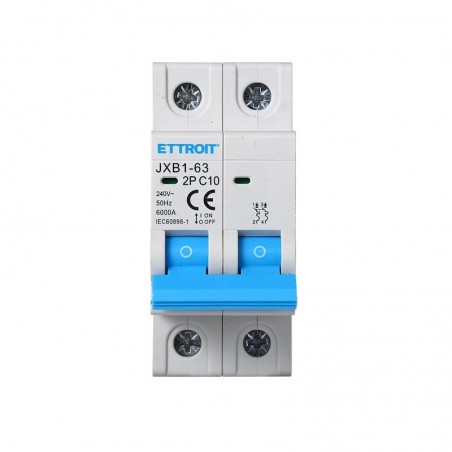 Interruttore Magnetotermico 2P 10A 220v 6KA 2 Moduli JX121060
