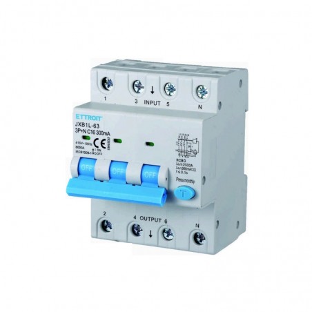Interruttore magnetotermico Differenziale 3P+N 16AH 380v 300MA 6KA JX261663