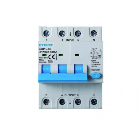 Interruttore Magnetotermico Differenziale 4P 25AH 380v 300MA 6KA JX262563