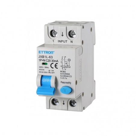 Magnetotermico Differenziale 1P+N 20AH 30mA 220v 2 Moduli JX272061