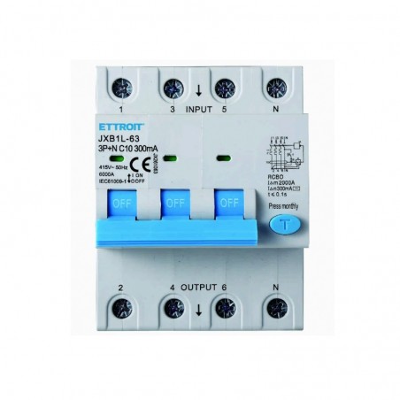 Magnetotermico Differenziale 3P+N 10AH 300mA 380V 6KA JX261063