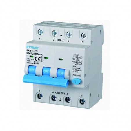 Magnetotermico Differenziale 3P+N 20AH 300mA 380V 6KA JX262063
