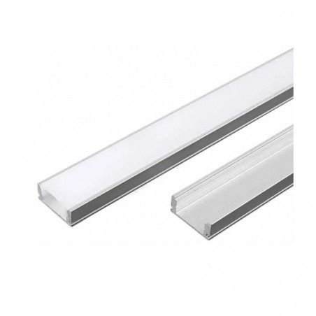 V-TAC Profilo Lineare per Strip LED con larghezza fino a 15.7mm in Alluminio Silver Copertura Opaca 2000x17.6x6.9mm  sku 10321