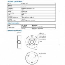 Dahua box Giunzione ip66 Per Telecamera Diametro 12,3CM