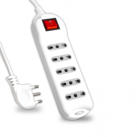Multipresa 5 Posti Con interruttore Luminoso 10/16A Bipasso Con attacco a parete Sku 8741