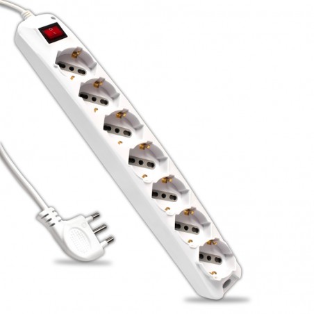 Multipresa 7 Posti Con Interruttore Luminoso 10/16A Bipasso/Schuko Sku 8714