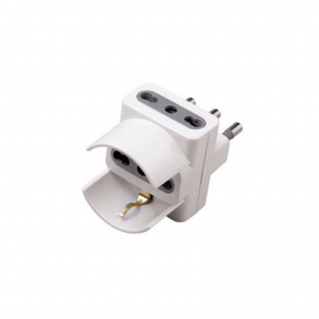 V-TAC Adattatore Multipresa con 2x Prese Bipasso 10/16, 1x Presa Bipasso/Schuko 10/16A, Spina 16A Colore Bianco Sku 8724