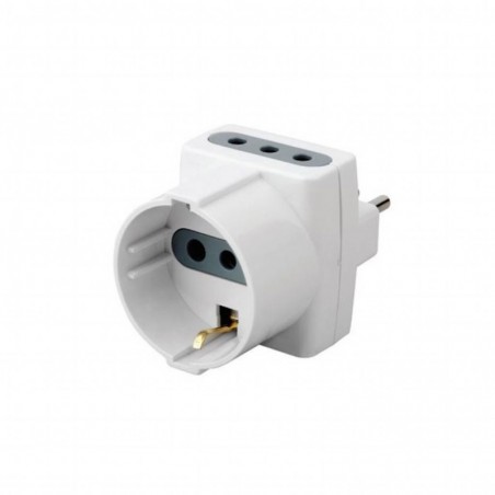 V-TAC Adattatore Multipresa con 2x Prese EU Plug 10A, 1x Presa Schuko 10/16A, Spina 16A Colore Bianco Sku 8723