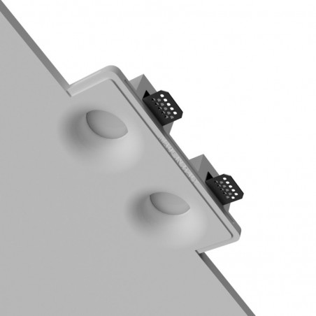 Portafaretto in gesso 2 occhi Tondi 25,5x13cm Rettangolare gu10 inclusa 045D