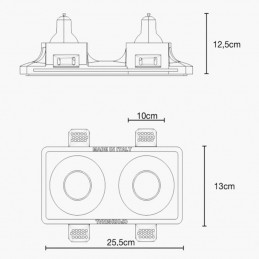 Portafaretto in gesso 2 occhi Tondi 25,5x13cm Rettangolare gu10 inclusa 045D