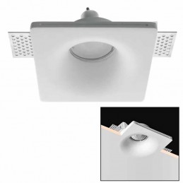 Portafaretto in gesso 125x125mm Profondità 95mm quadrato gu10 inclusa CSF045