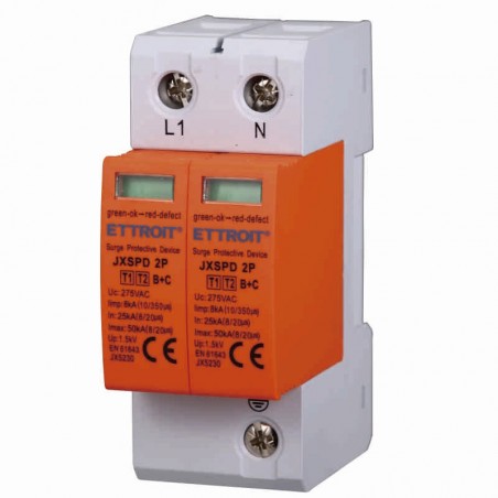 Scaricatore di Sovratensione AC 220V 2P 25KA-50KA T1+T2