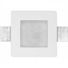 Portafaretto Faretto Quadrato in Gesso Con Vetro 8x8 Satinato o Bianco Opal 12cm x 12cm Profondità 4 cm