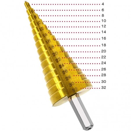 Fresa Conica Per Plastica e Ferro Da 4 Fino a 32mm 91766-4-32