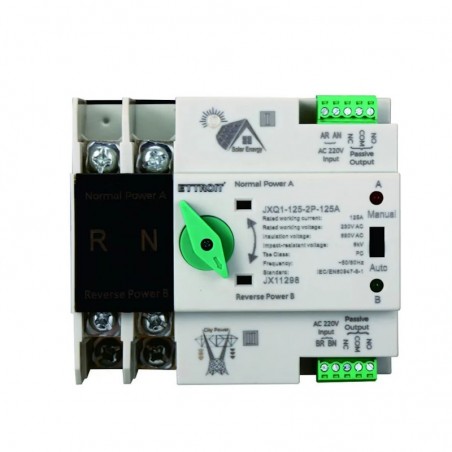ATS Interruttore Di Trasferimento Automatico A Doppia Alimentazione 2P 125A 220 Vac  6 Moduli DIN JX11298