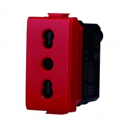 PRESA BIPASSO 2+T 16A ROSSA  MATIX ETTROIT MT2016