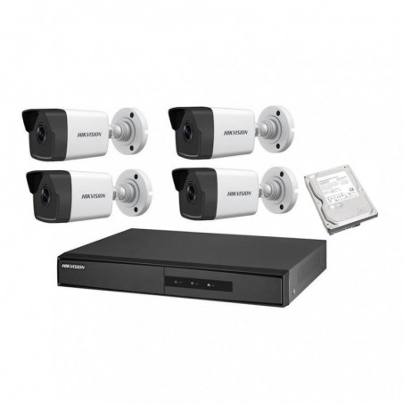 Kit PoE Hikvision 4 Telecamere Ip PoE Full Hd + NVR 4 CH PoE + 4 Cavi Utp + HD1tb NK42E0H-1T(WD)