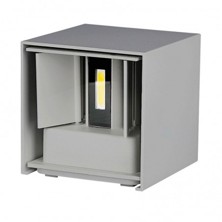 V-TAC Lampada LED da Muro Quadrata Doppio LED COB 11W Colore Grigio Satinato Fascio Luminoso Regolabile 3000K IP65