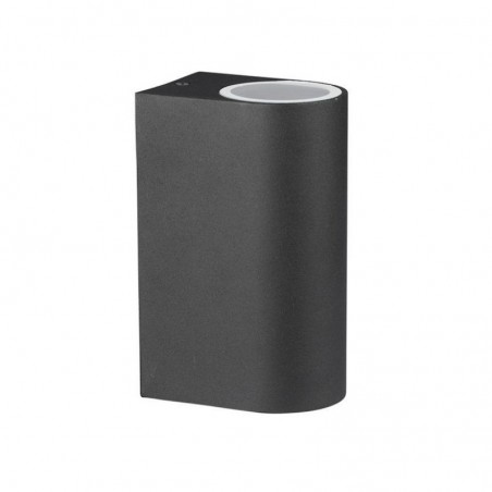 V-TAC Portafaretto LED Doppio da Muro 2*GU10 e GU5.3 (MR16) Arrotondato in Alluminio Colore Nero IP44