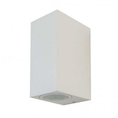 V-TAC Portafaretto LED Doppio da Muro 2*GU10 e GU5.3 (MR16) Quadrato in Alluminio Colore Bianco IP44