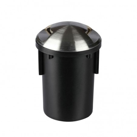 Portalampada da Interramento Calpestabile Rotondo MR16 (Max 20W) Colore Nero e Acciaio con 2 Fasci di Luce IP65 Sku 8568