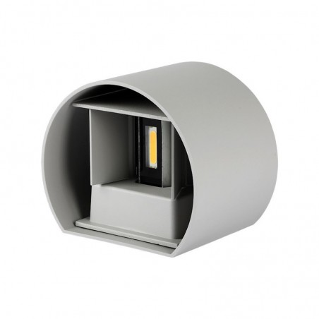 V-TAC Lampada LED da Muro Arrotondata Doppio LED COB 6W 110LM/W Colore Grigio Satinato Fascio Luminoso Regolabile 4000K IP65 Sk