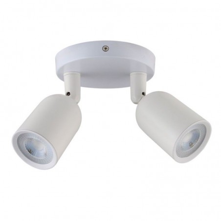 V-TAC Portafaretto LED Doppio a Plafone 2*GU10 e GU5.3 (MR16) Orientabili Base Rotonda in Alluminio Colore Bianco Sku 7981