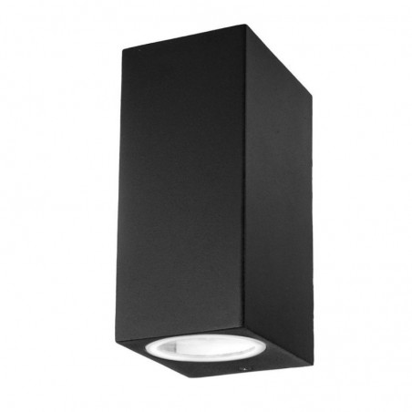 V-TAC Portafaretto LED Doppio da Muro 2*GU10 e GU5.3 (MR16) Quadrato in Alluminio Colore Nero IP44