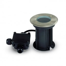 V-TAC Portalampada da Interramento Calpestabile Rotondo GU10 (Max 35W) Colore Nero e Acciaio IP65 Sku 7515