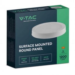 V-TAC Pannello LED 12W Montaggio a Plafone Rotondo 4000K Sku 7874