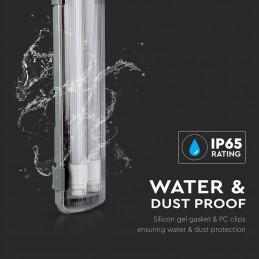 V-TAC Plafoniera LED Doppia Impermeabile 36W 120cm IP65, Tubi led inclusi luce Fredda 6400k