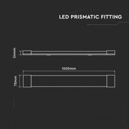V-TAC Plafoniera LED Prismatica 50W 120LM/W 150cm 4000K Sku 8050 6000 lm