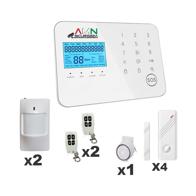 KIT Allarme 11 Pezzi Antifurto Casa Touch Screen Senza fili Wireless Anti  Jammer GSM APP