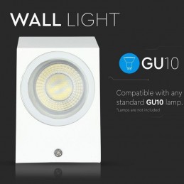 V-TAC Portafaretto LED da Muro Quadrato GU10 (Max 35W) Colore Bianco IP44 Sku 7539