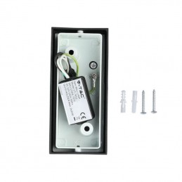 V-TAC Portafaretto LED Doppio da Muro 2*GU10 e GU5.3 (MR16) Quadrato in Alluminio Colore Nero IP44